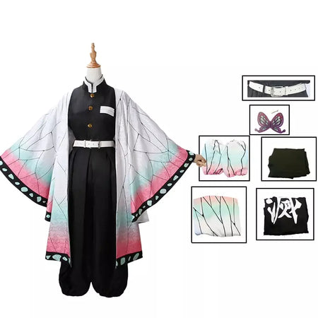 Anime kimetsu não yaiba kochou kochou shinobu cosplay traje demônio slayer kochou uniformes perucas cabelos halloween para crianças adulto