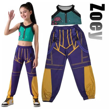 2025 crianças zoey mira rumi impressão 3d cosplay traje halloween carnaval k-pop caçadores menina grupo ídolo role play vestir-se outfit