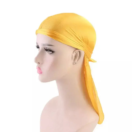 Elasticidade baotou boné faixas de cabelo simulação sedosa durag cauda longa chapéu pirata bandana turbante para crianças criança fita acessórios