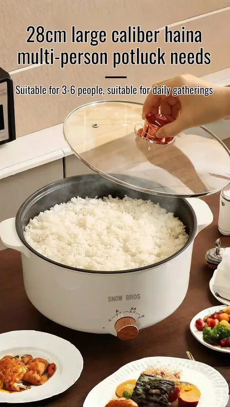 Pote de cozinha elétrico para dormitório estudantil, uso doméstico, panela quente multifuncional, panela elétrica pequena integrada, frigideira antiaderente