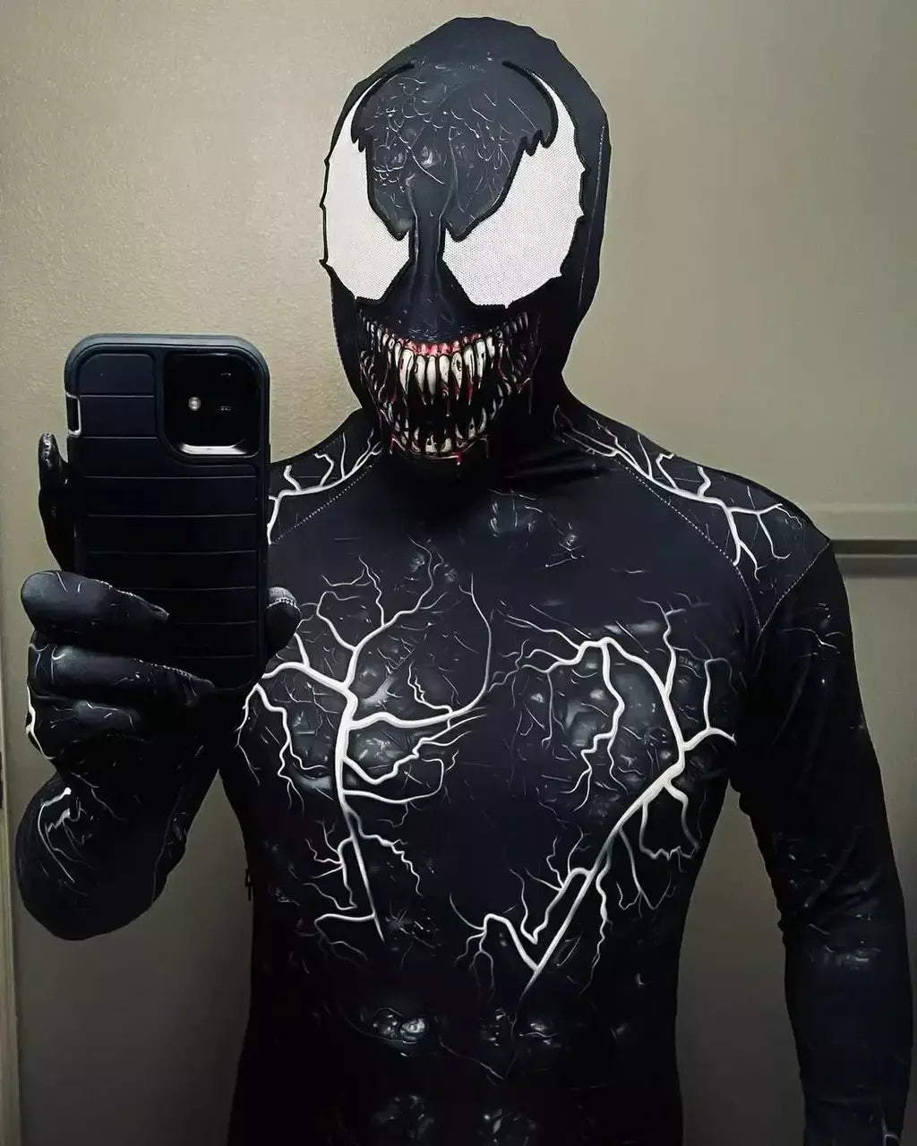 Novo halloween adultos veneno simbionte aranha cosplay traje bodysuit zentai segunda pele terno masculino festa macacão