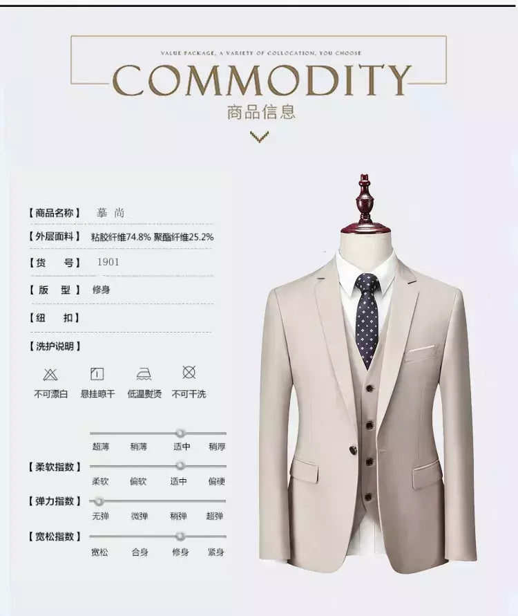Ternos formais masculinos completos, conjuntos elegantes de blazers, roupas de casamento, calças, jaquetas, fantasias de luxo, negócios de casamento, 2 peças