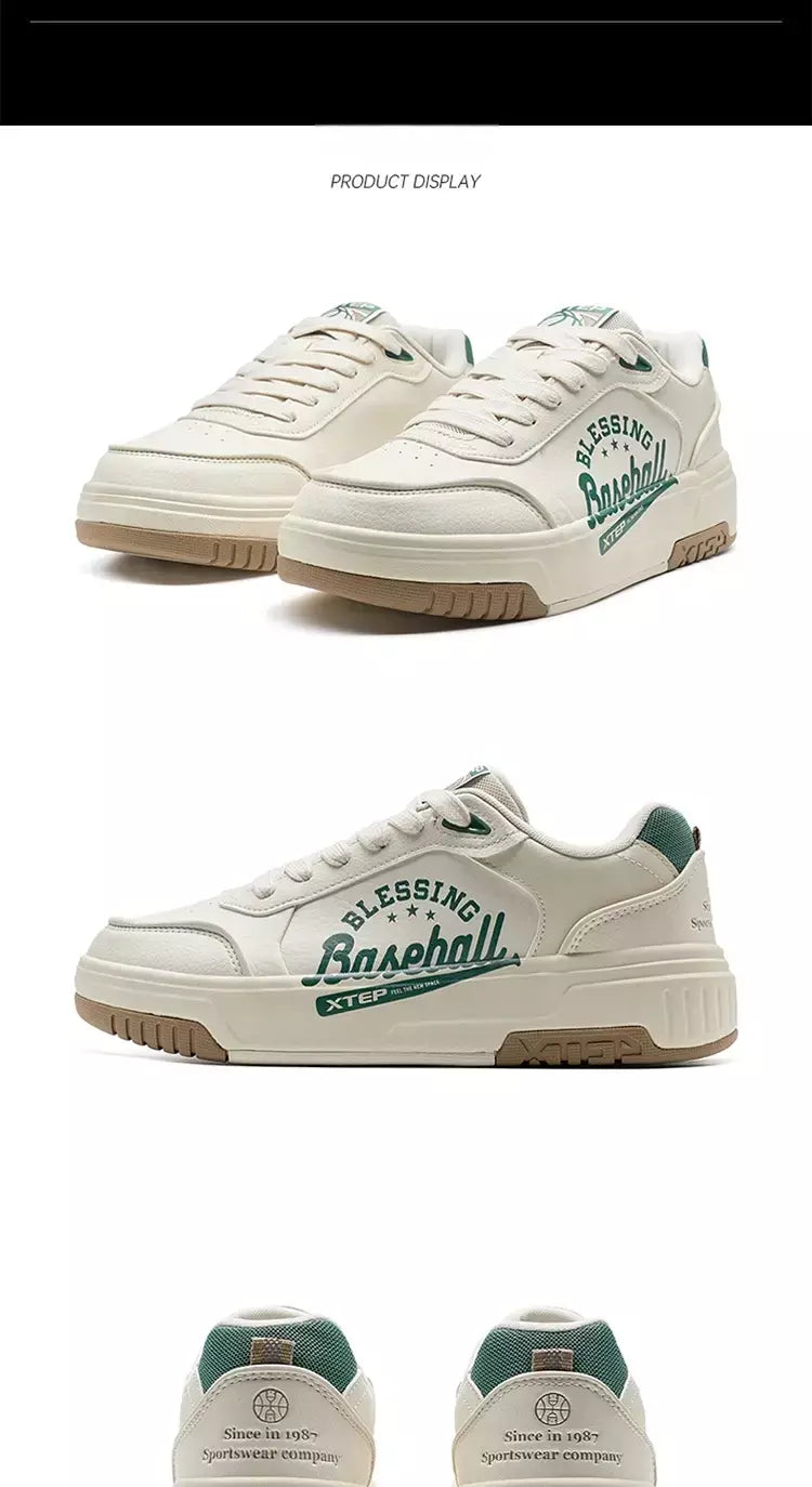 Xtep Board Shoes para homens 2025 primavera antiderrapante embrulho confortável retro sola grossa moda casual sapatos brancos 975119310050