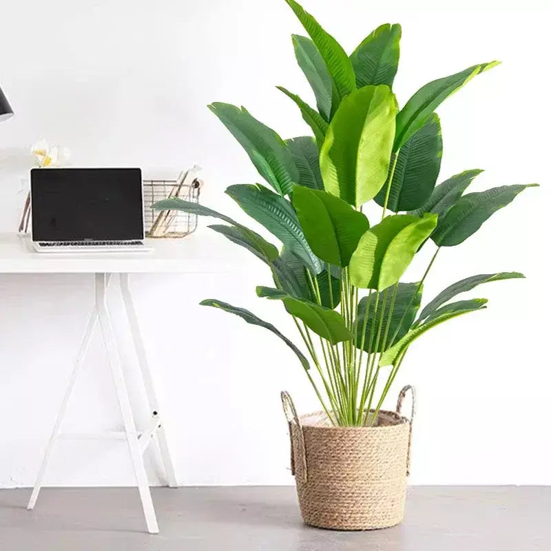 1pc plantas artificiais grande palmeira tropical falso plantas de banana folhas toque real plástico monstera para casa jardim festa decoração