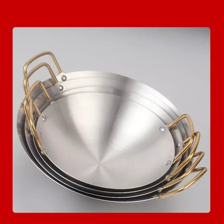 Panela Seca De Aço Inoxidável Espessada, Panela Antiaderente Doméstica, Fornalha De Álcool De Orelha Dourada, Hotpot Pequeno