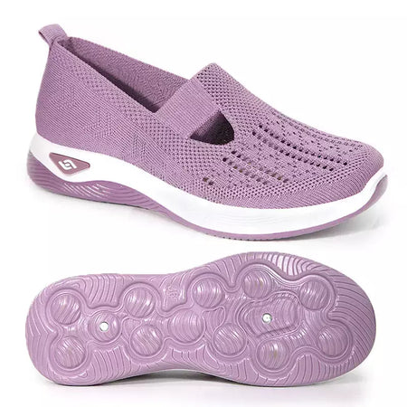 Tênis feminino respirável sapatos casuais verão sola macia sapatos ortopédicos leve deslizamento em sapato de caminhada antiderrapante sapatos planos