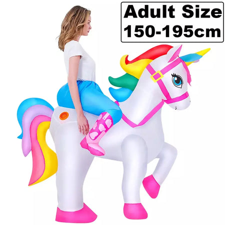 Vestuário colorido unicórnio animal trajes infláveis terno anime purim halloween carnaval festa cosplay traje para crianças adultas