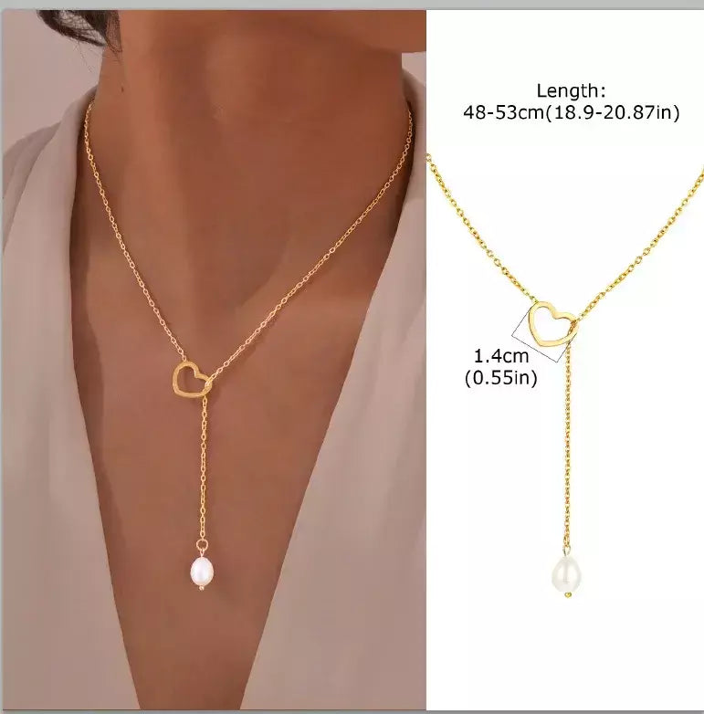 Colar lariat de aço inoxidável banhado a ouro, colar longo delicado colares laryered para mulheres meninas, pingente de gota em forma de y