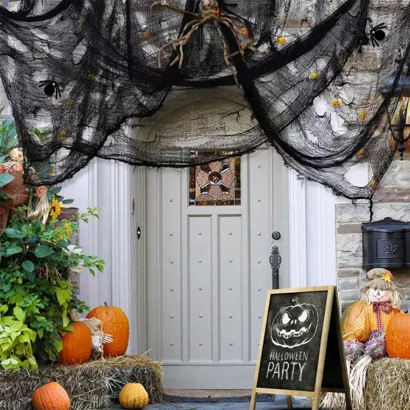 Halloween sangrento assustador gaze pano grande gaze preta assustador sangue tecido pano para festa de halloween casa ao ar livre quintal decoração