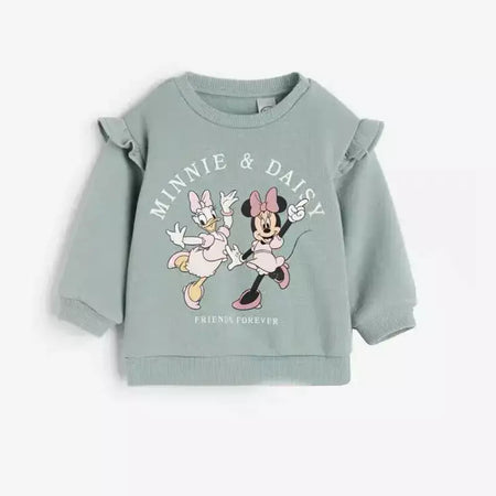 Meninas primavera outono roupas minnie impressão completa moletom + calças 2 pçs esportes casuais novas crianças dos desenhos animados moda manga longa ternos