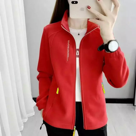 Casacos de lã tamanho grande para mulheres, cardigã quente, roupas esportivas casuais ao ar livre, caminhadas, jogging, ioga, jaquetas femininas, inverno, primavera