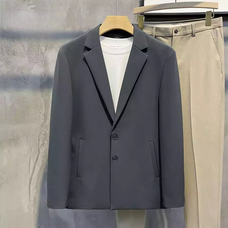Blazer fino de negócios masculino, roupas estilo coreano, casaco casual, terno elegante, jaquetas marrons, de alta qualidade, 2024