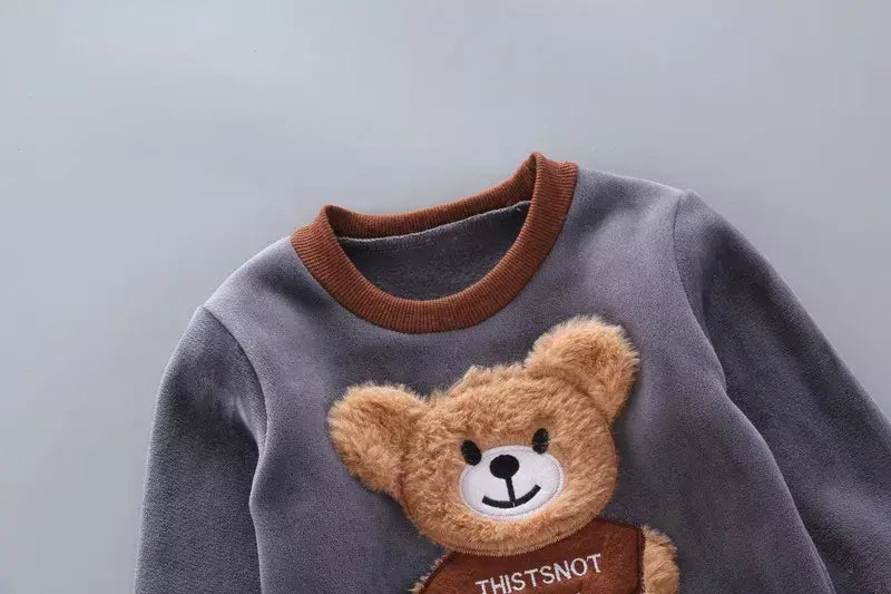 Conjunto infantil de três peças com capuz, terno casual confortável para menino, quente, fofo, moda menina, 12M-4 anos, outono, inverno, novo
