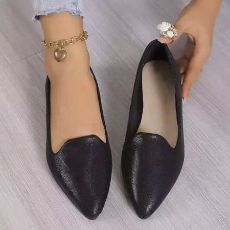 Mocassins deslizantes respiráveis para mulheres, sapatilhas rasas de balé elástico, fundo macio, sapatos de barco com dedo apontado, tamanho grande, 43, moda, 2024