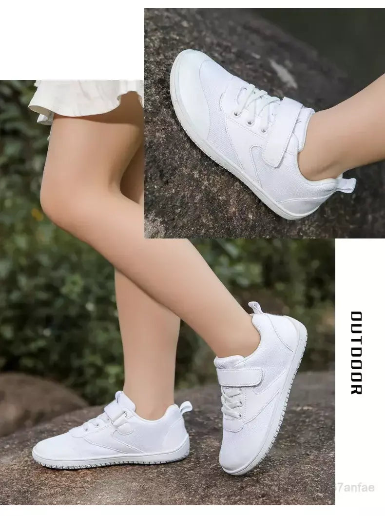 Novos meninos meninas tênis crianças largas sapatos descalços naturalmente spracam sapatos da criança pequena grande criança