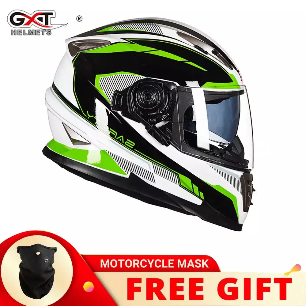 Gxt palhaço rosto cheio capacete da motocicleta lente solar interna motocross casco moto leve segurança bicicleta de rua equitação rápida casque moto