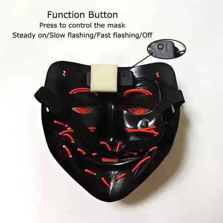 Neon sem fio led máscara de purga brilho no escuro cosplay máscara de terror halloween masquerade festa máscaras brilhantes engraçado vestir-se