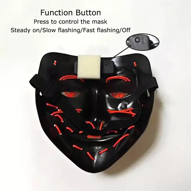 Neon sem fio led máscara de purga brilho no escuro cosplay máscara de terror halloween masquerade festa máscaras brilhantes engraçado vestir-se