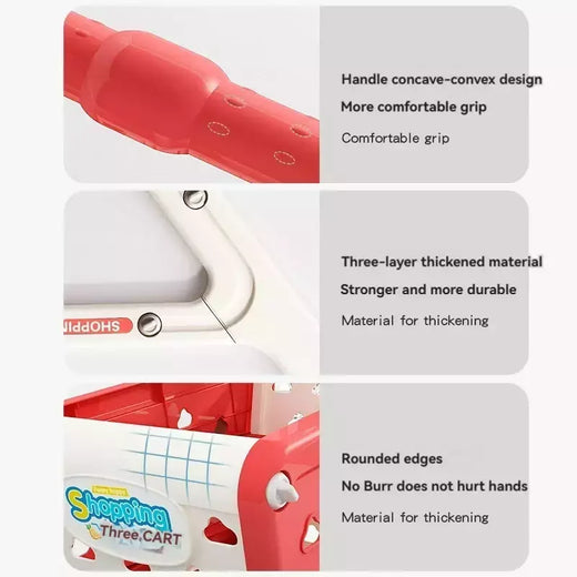 Grande carrinho de compras de supermercado para crianças, carrinho para crianças, brinquedos Push Car, simulação de frutas, comida, presentes de aniversário, novo