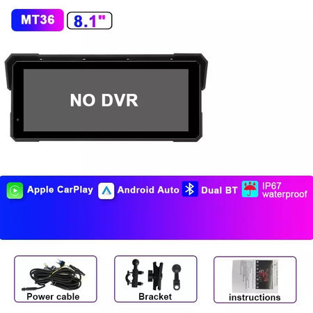 Jmcq portátil 8.1 polegada ip67 à prova dip67 água motocicleta 4k dvr navegação gps sem fio carplay android auto moto gravador monitor