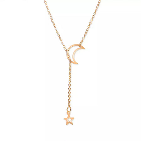 Novo simples lua estrela pingente gargantilha colar simples cor de ouro liga charme corrente colares para mulheres festa jóias