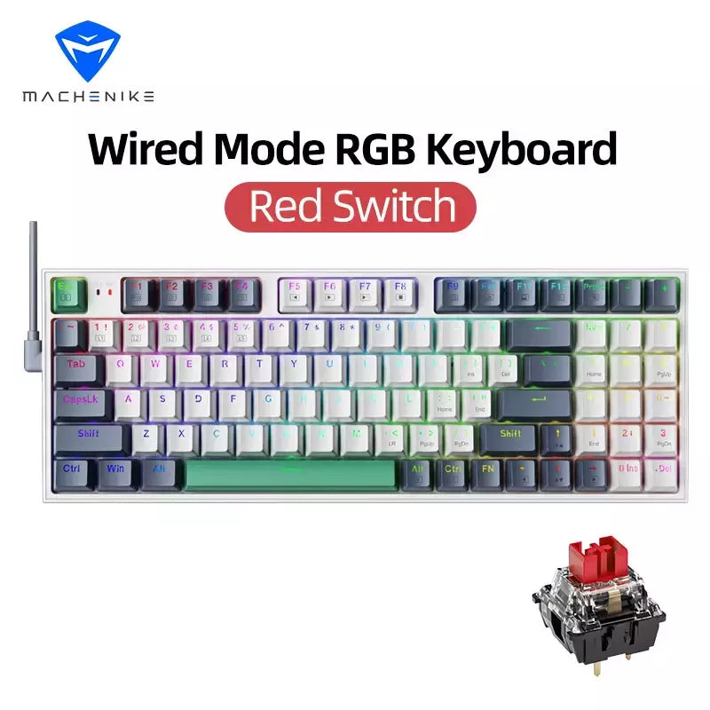 Machenike-K500 Teclado mecânico para jogos, Teclado com fio, Hot Swappable, 94 teclas, RGB Light, Mac, Windows