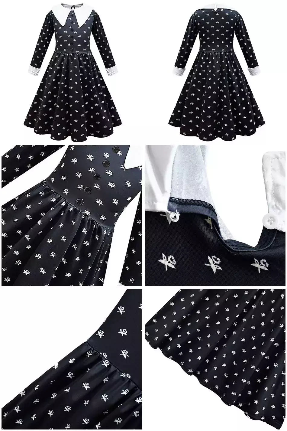 Crianças addams traje do bebê meninas família cosplay traje de halloween crianças família dança vestido preto quarta-feira pageant fantasia