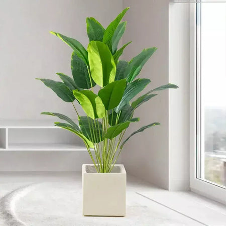 1pc plantas artificiais grande palmeira tropical falso plantas de banana folhas toque real plástico monstera para casa jardim festa decoração