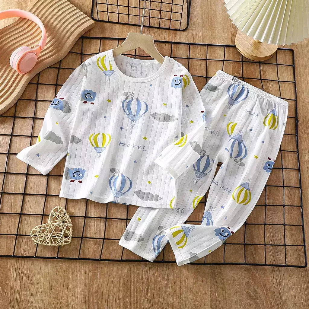 Conjunto de pijamas de manga comprida infantil, Seção fina, Roupa de bebê, Roupa doméstica, Meninos, Meninas, Crianças, Verão, Novo, 2022