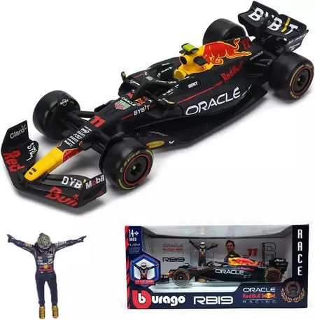 Bburago-Modelo de carro Red Bull Racing, 1:24, 2023, F1, RB19 + boneca vencedora, 1 # Verstappen, 11 # Perez, Fórmula Um, Modelo Super Toy Car