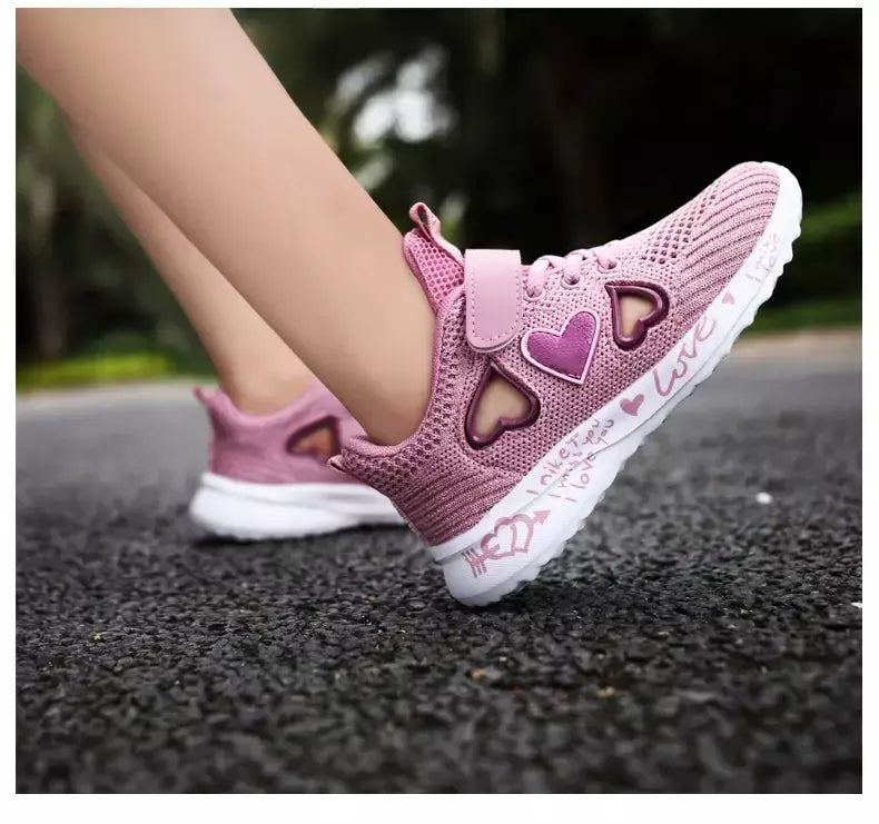 Meninas sapatos casuais luz malha tênis crianças verão primavera outono tenis bonito esporte dos desenhos animados feminino correndo meia calçado