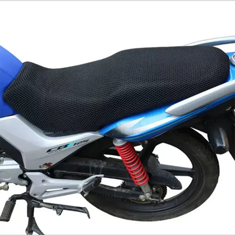Capa de assento para motocicleta, tecido de malha 3d antiderrapante, assento de scooter, bicicleta elétrica, verão, design em favo de mel, ventilação