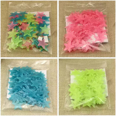100Pcs Luminous 3D Estrelas Glow In The Dark Adesivos de parede para crianças Quartos de bebê Quarto Teto Home Decor Fluorescente Star Adesivos