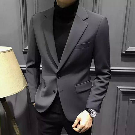 Blazer fino de negócios masculino, roupas estilo coreano, casaco casual, terno elegante, jaquetas marrons, de alta qualidade, 2024