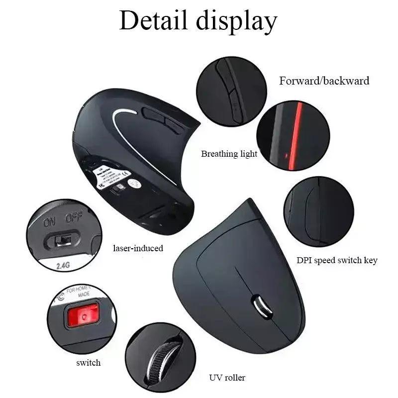 Novo estilo mão direita quinta geração Vertical wired wired mouse óptico carregamento mouse vertical em estoque