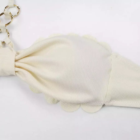 Conjunto sexy de biquíni feminino, sutiã de renda, mini saia, férias de praia, fato de banho feminino casual, 2 peças, verão