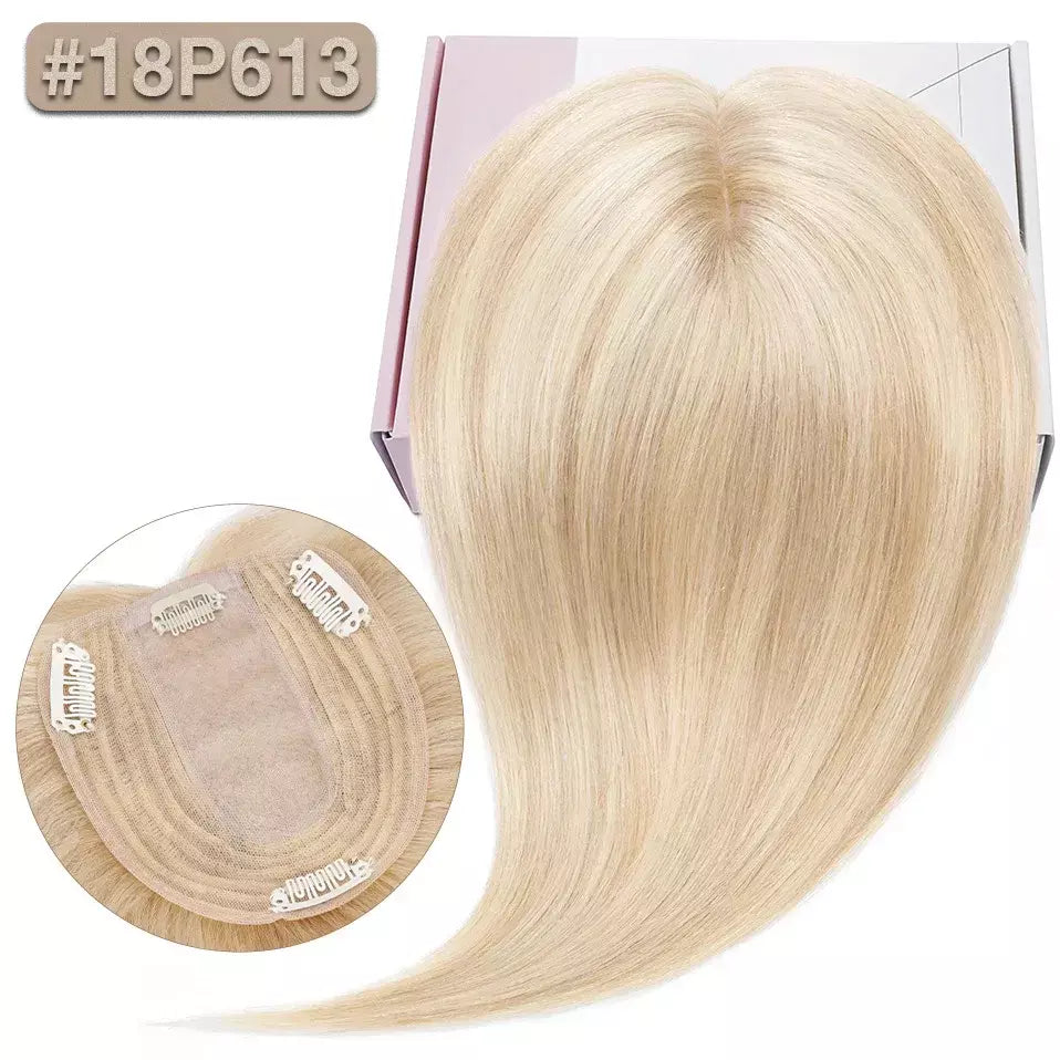 S-noilite 10x12cm toppers de cabelo em linha reta 3.5x9cm base de seda perucas de cabelo clipe em extensões de cabelo marrom cabelo humano para mulher