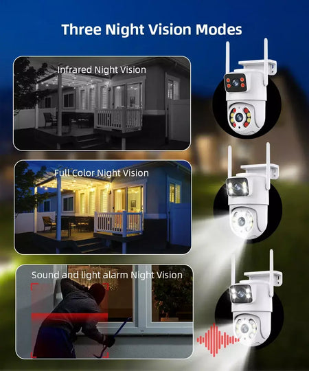 Tuya 8mp wifi câmera ip ptz lente dupla tela dupla detecção manual cor cheia visão noturna câmera de vigilância segurança ao ar livre
