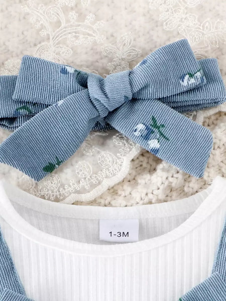 Citgeett outono infantil bebê meninas manga longa macacão floral impressão retalhos arco macacões bonito bandana conjunto de roupas