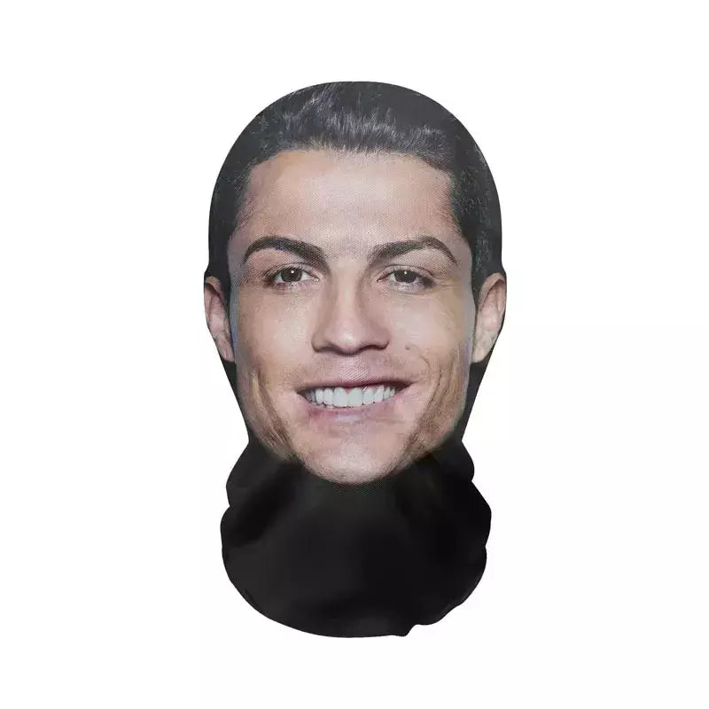 Máscara facial de celebridade impressa em 3D - Máscara de malha com padrão de estrela de jogo de bola engraçado, capa de cabeça de cosplay respirável para adereços de Halloween/festa