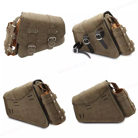 Bolsa de selim lateral de couro pu para motocicleta, adequada para harley sportster xl 883 1200 chopper cruiser cafe racer softail bobber