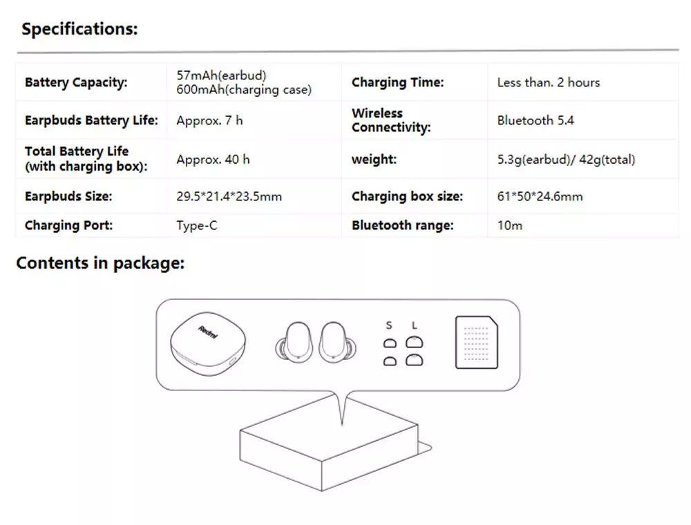 Estreia mundial xiaomi redmi buds 6 play 10mm driver dinâmico ai cancelamento de ruído para chamadas bluetooth 5.4 tws fones de ouvido
