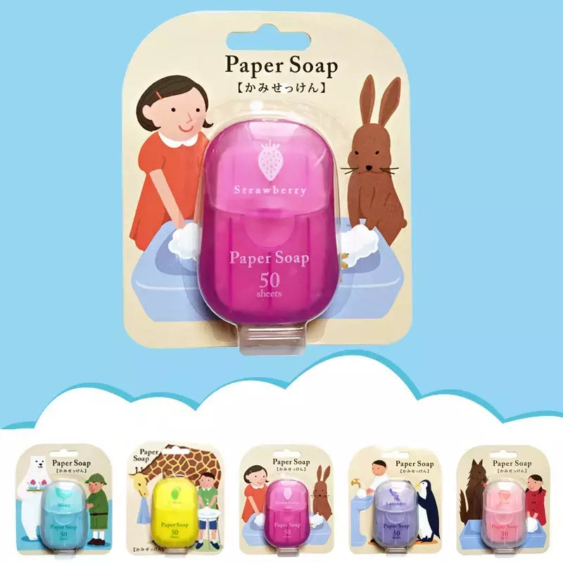 Portátil Descartável Sabão Caixa De Papel, Viagem Lavar A Mão, Banho Limpo, Scented Slice Sheets, Mini Papel Sabão, Fontes Do Banheiro, 50Pcs