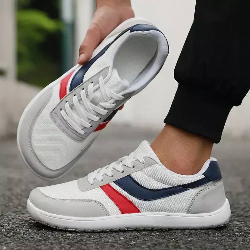 Novo dedo do pé largo sapatos masculinos casuais versátil sola macia ampla última sapatos tênis de caminhada malha respirável confortável sapatos descalços