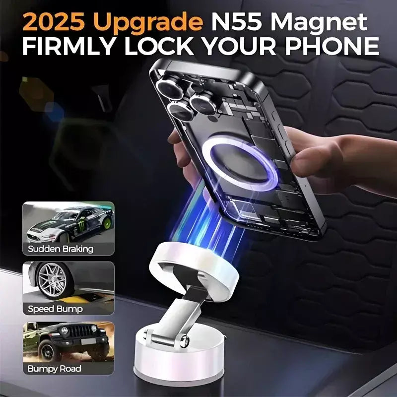 Suporte de telefone ultra magnético dobrável, suporte de telefone para painel de carro, rotação de 360 graus, ventosa a vácuo, suporte gps
