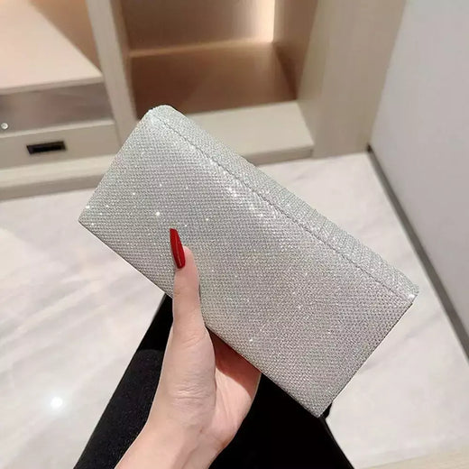 Bolsas de cetim luxuosas para mulheres, bolsa de embreagem banquete lantejoulas, ouro e prata, bolsa para festa de casamento, corrente elegante