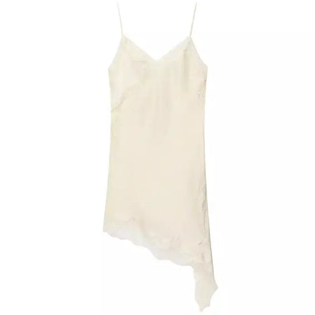 Hxao vestidos femininos de renda assimétrica vestido deslizante verão 2025 vestidos de noite sexy senhoras mini marrom sem mangas sem costas