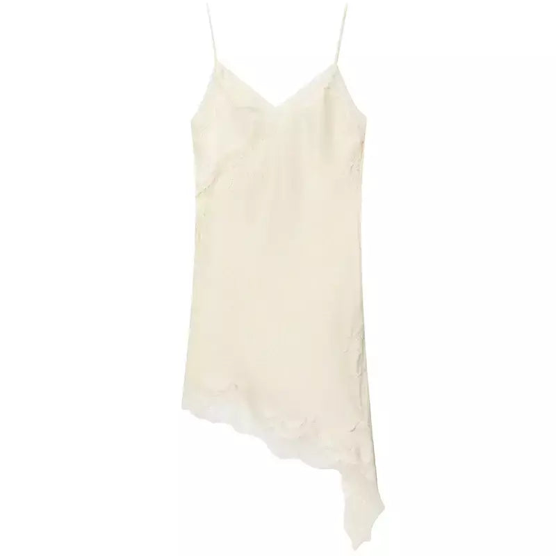 Hxao vestidos femininos de renda assimétrica vestido deslizante verão 2025 vestidos de noite sexy senhoras mini marrom sem mangas sem costas