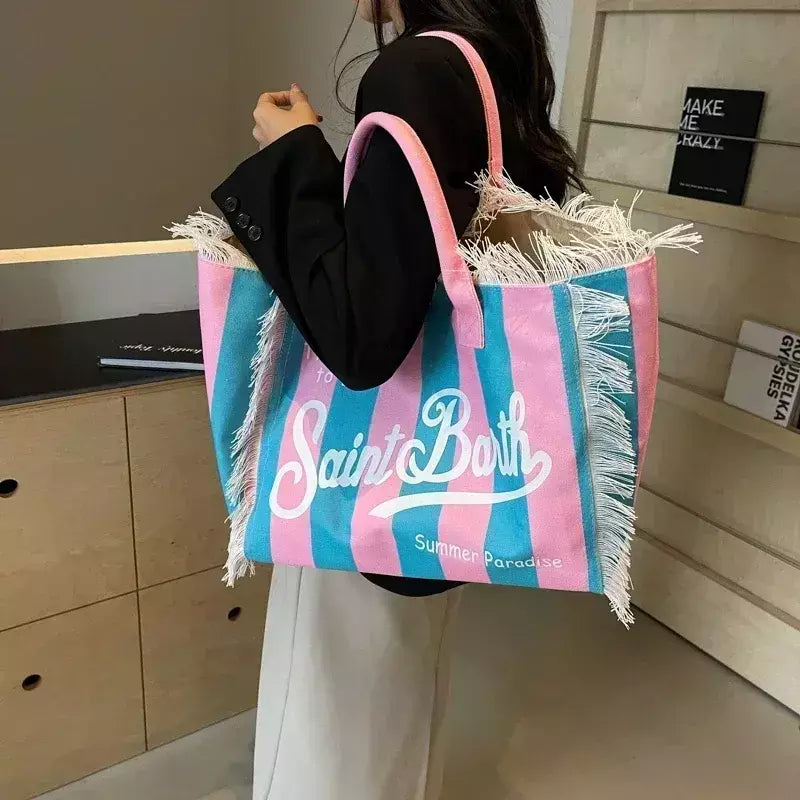 Sacola de carta de grande capacidade feminina, bolsa de ombro casual, carta simples, estilo novo, 2020
