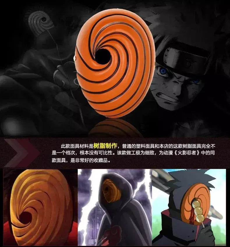 Japão anime desenhos animados unissex tobi ovito akatsuki ninja madara masquerade cosplay rosto cheio resina máscara de festa